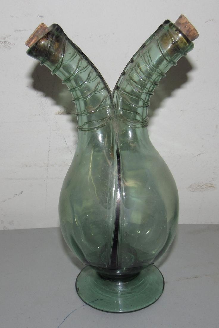 Early 2 Sided Hand Blown Glass Bottle (1 of 3)