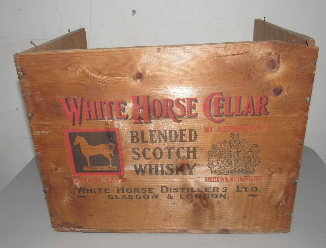 White Horse Cellar Whisky Wooden Crate: Has Damage