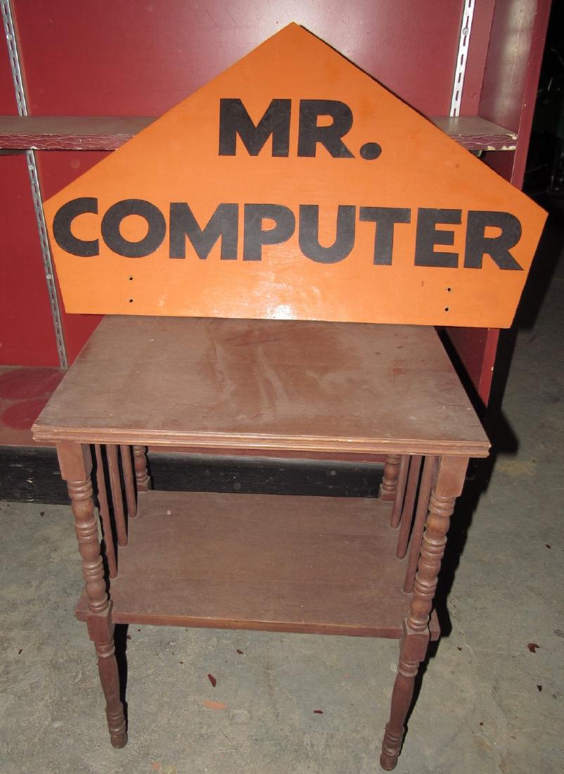 Table & Computer Sign: Table is approx. 12"x 18" x 22"