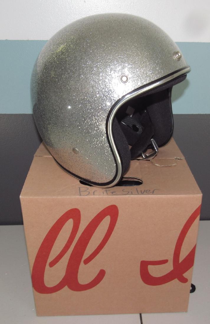 Biltwell Bright Speckled Silver Motorcycle Helmet 30mm (1 of 3)