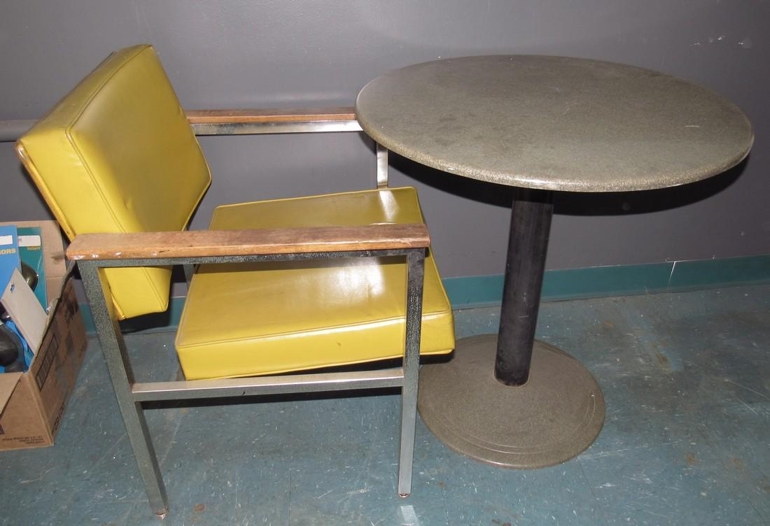 CafÃ© Table and Chair: Table is approx 27" in diameter and 29" tall