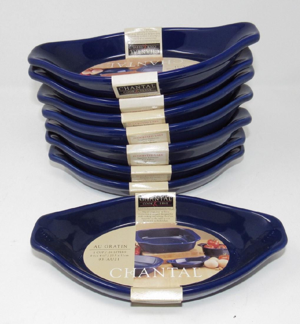 8 Chantal Au Gratin 1 Cup Blue Dishes New ! (1 of 2)