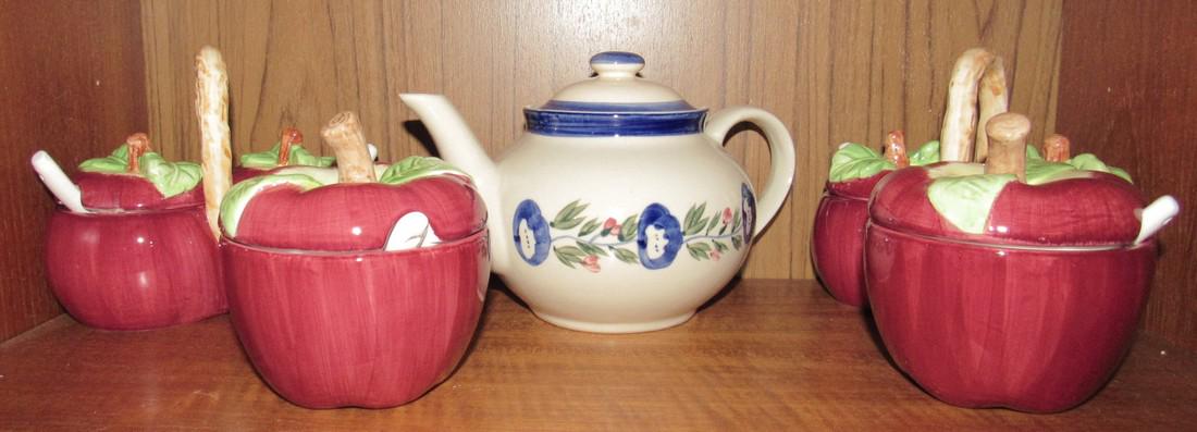 Apple Sugar Bowls Condiment Servers Teapot (1 of 1)