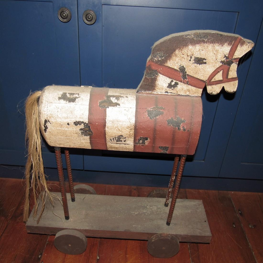 Large Folk Art Horse Pull Toy (1 of 3)