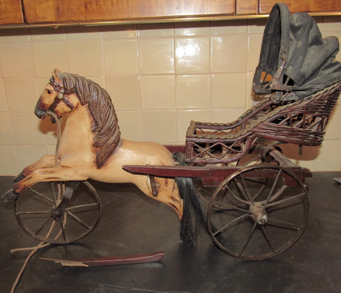 Folk Art Horse and Carriage: Approx 24"x 18" tall. Has damage