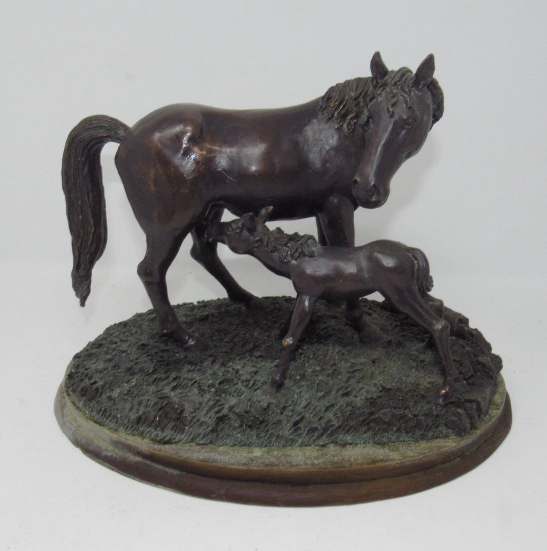 Bronze Wash Hand Painted Horse & Foal Statue (1 of 3)