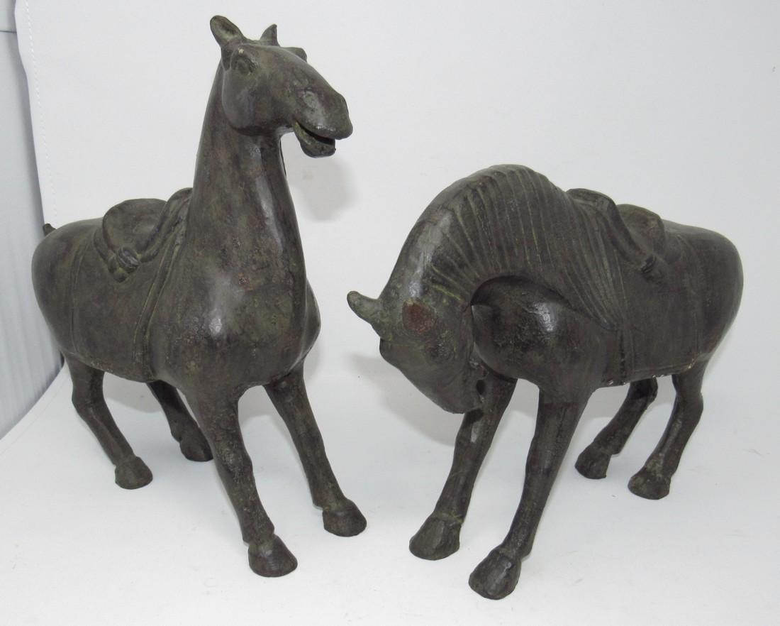 Cast Iron Horse Bookends: Larger one is approx 12"x 12"