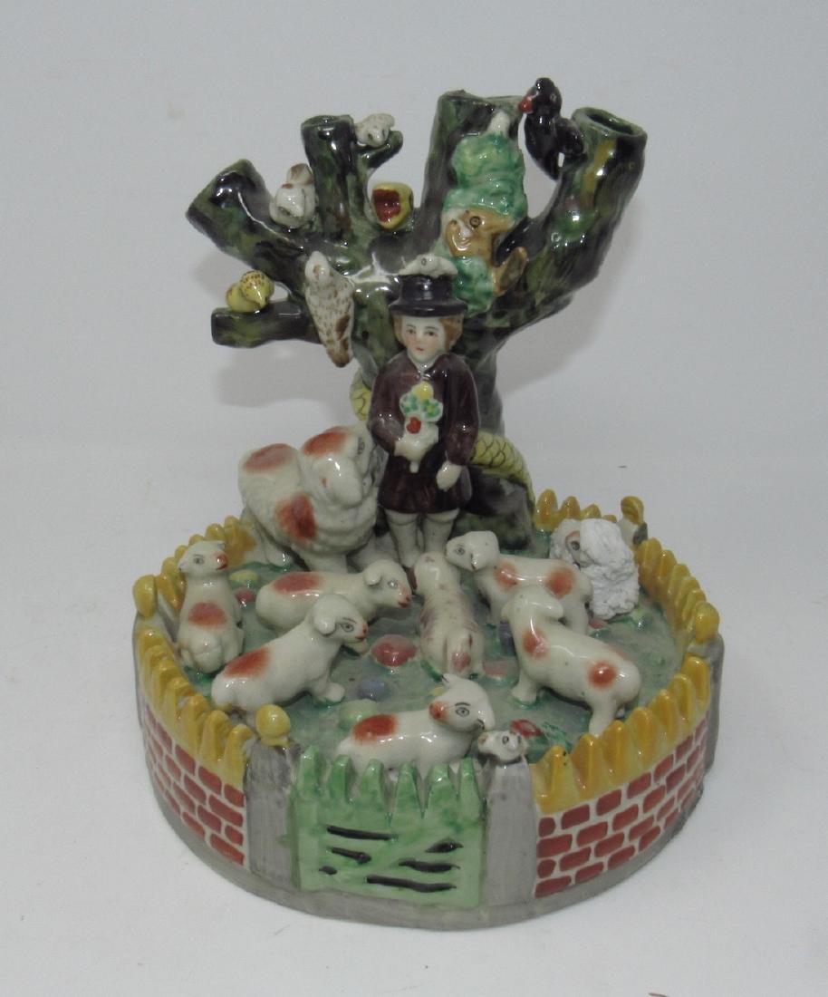 Staffordshire Snake in Tree Sheep Vase (1 of 3)