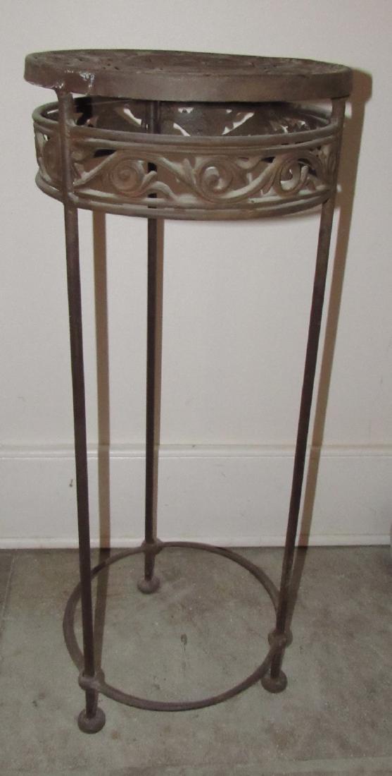 Cast Iron Planter: Approx 12" in diameter and 30 1/2" tall