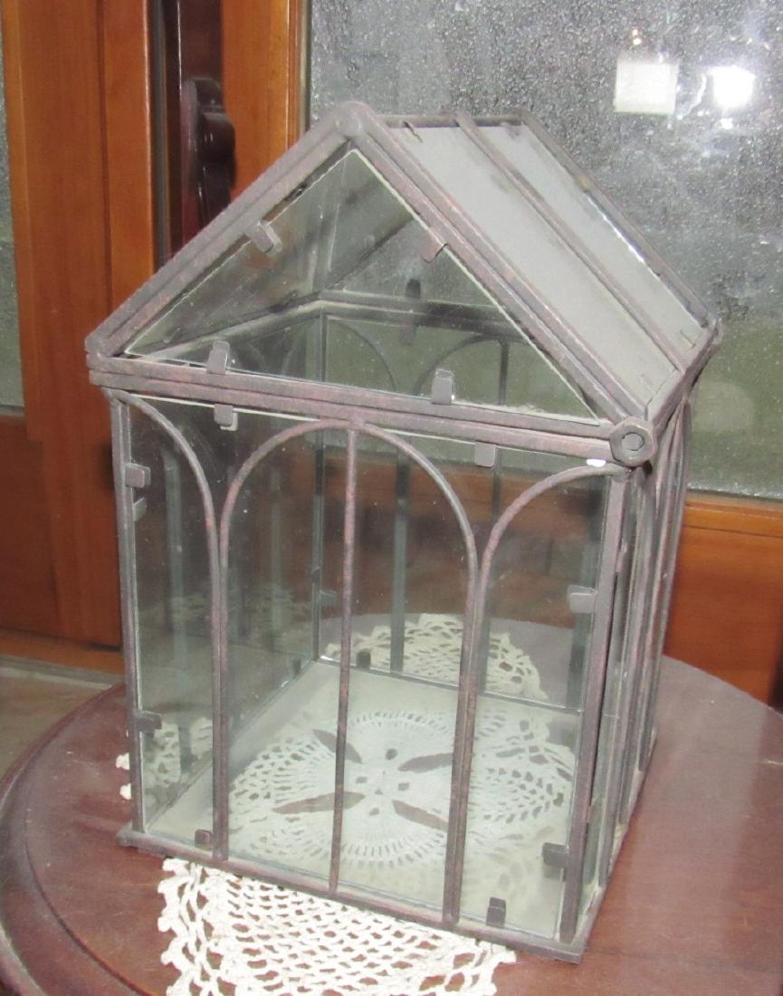 Glass Plant Terrarium: Approx. 8 1/4" x 8 1/2" x 12" tall. Includes doilie