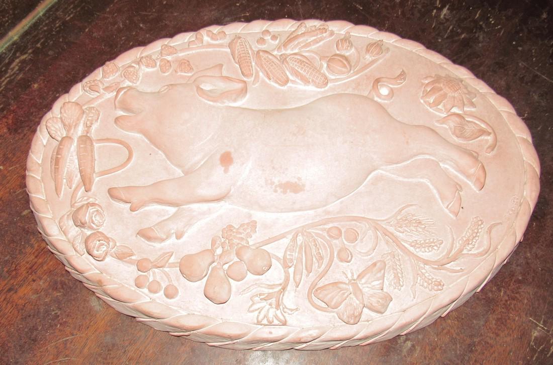 Plaster Pig Plaque: Approx 9 1/2" x 14"