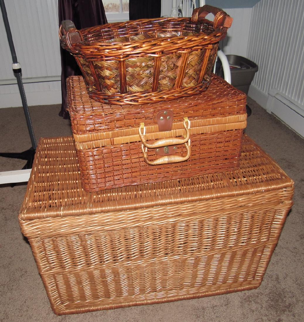 Wicker Trunk Suitcase & Basket (1 of 1)