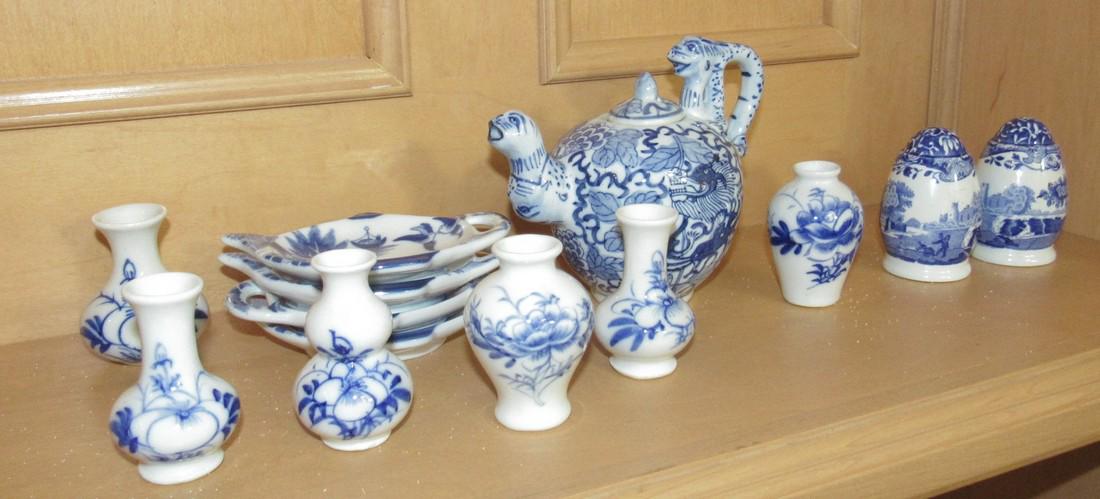 Japanese Style Miniature Tea Set and Spode Salt &: Teapot is approx 5" tall