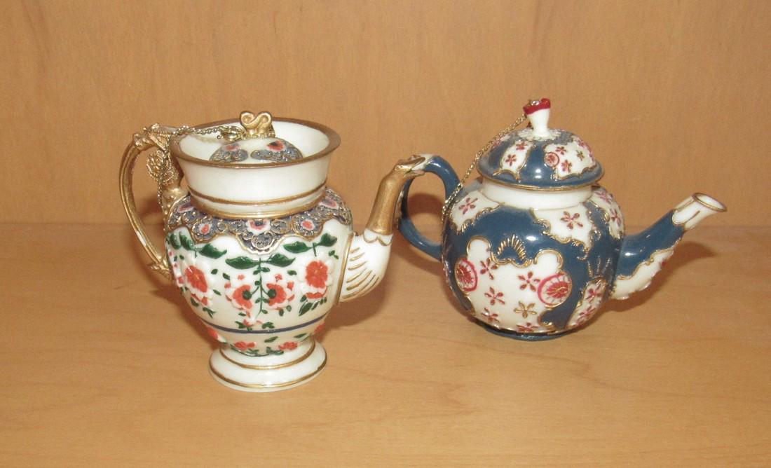 Nini Miniature Hand Painted Teapots Trinket Jars: Tallest is approx 3" tall