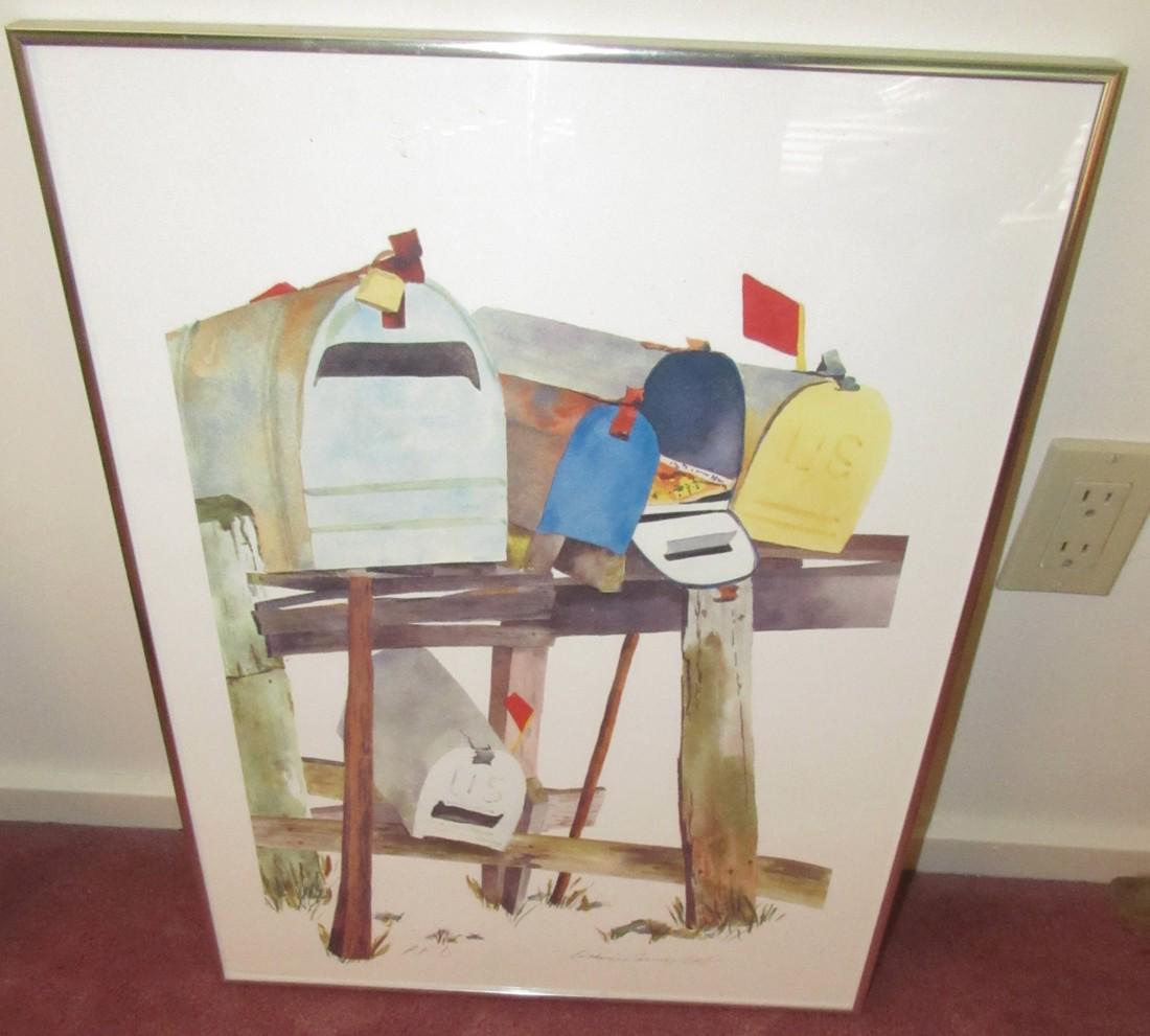 Katherine Butler Water Color Mailbox Painting: Approx 18" x 24"