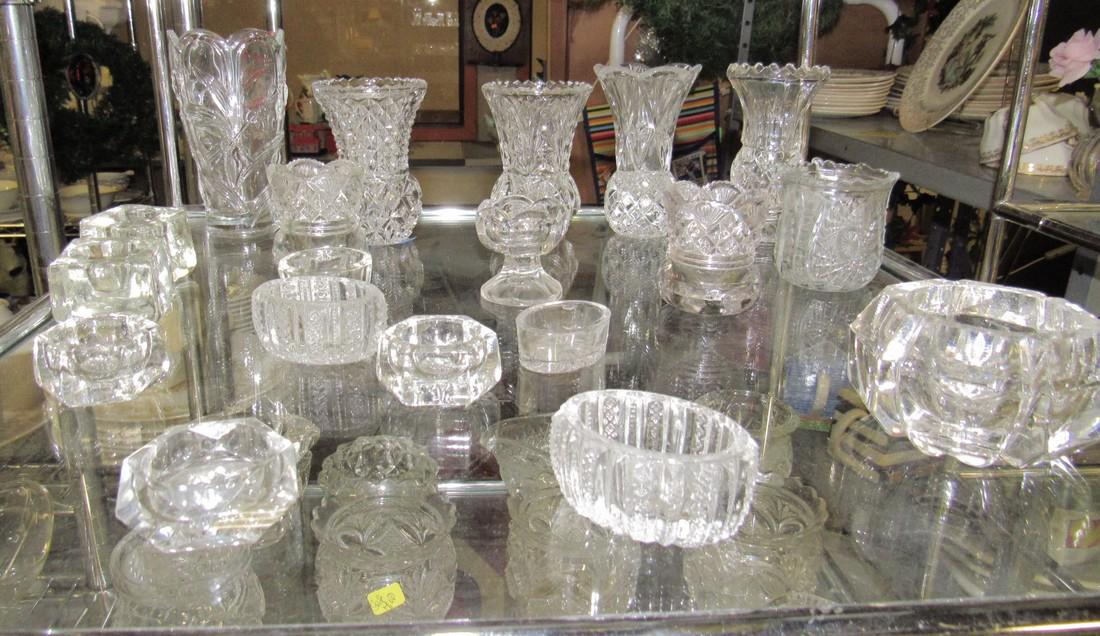Glass Salts Toothpick Holders Misc.: Getting all pictured on shelf. Tallest 5 1/4"