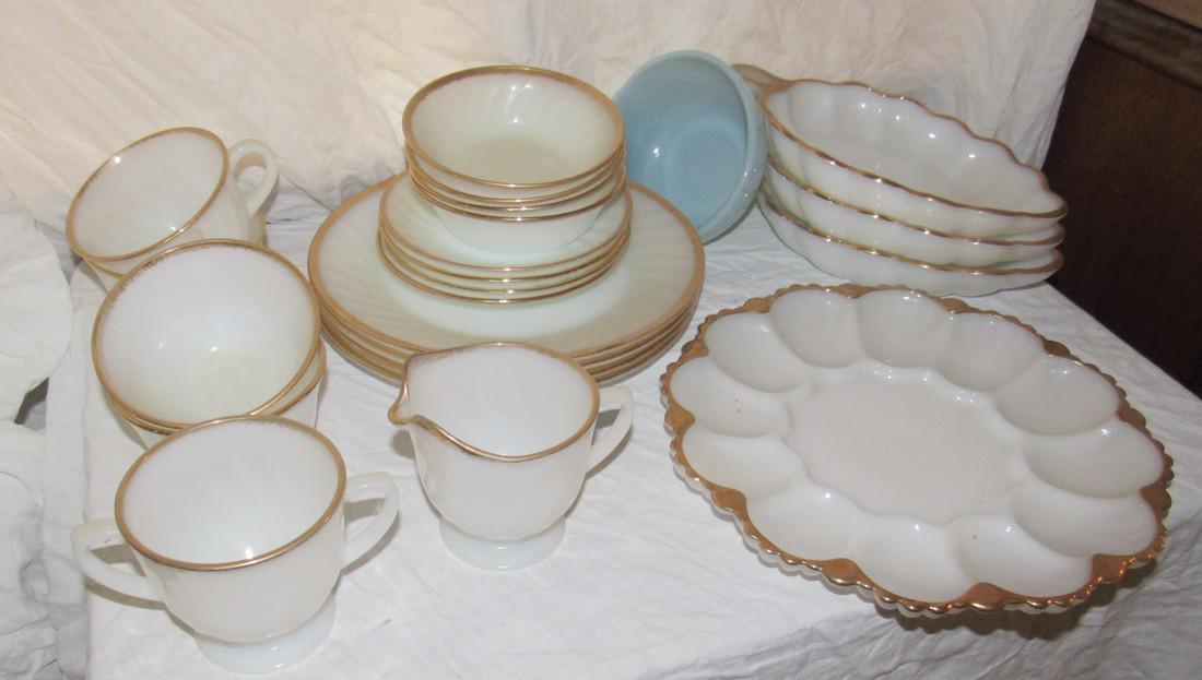 Vintage Fire King Dishes Bowl Egg Plate & Trays (1 of 1)