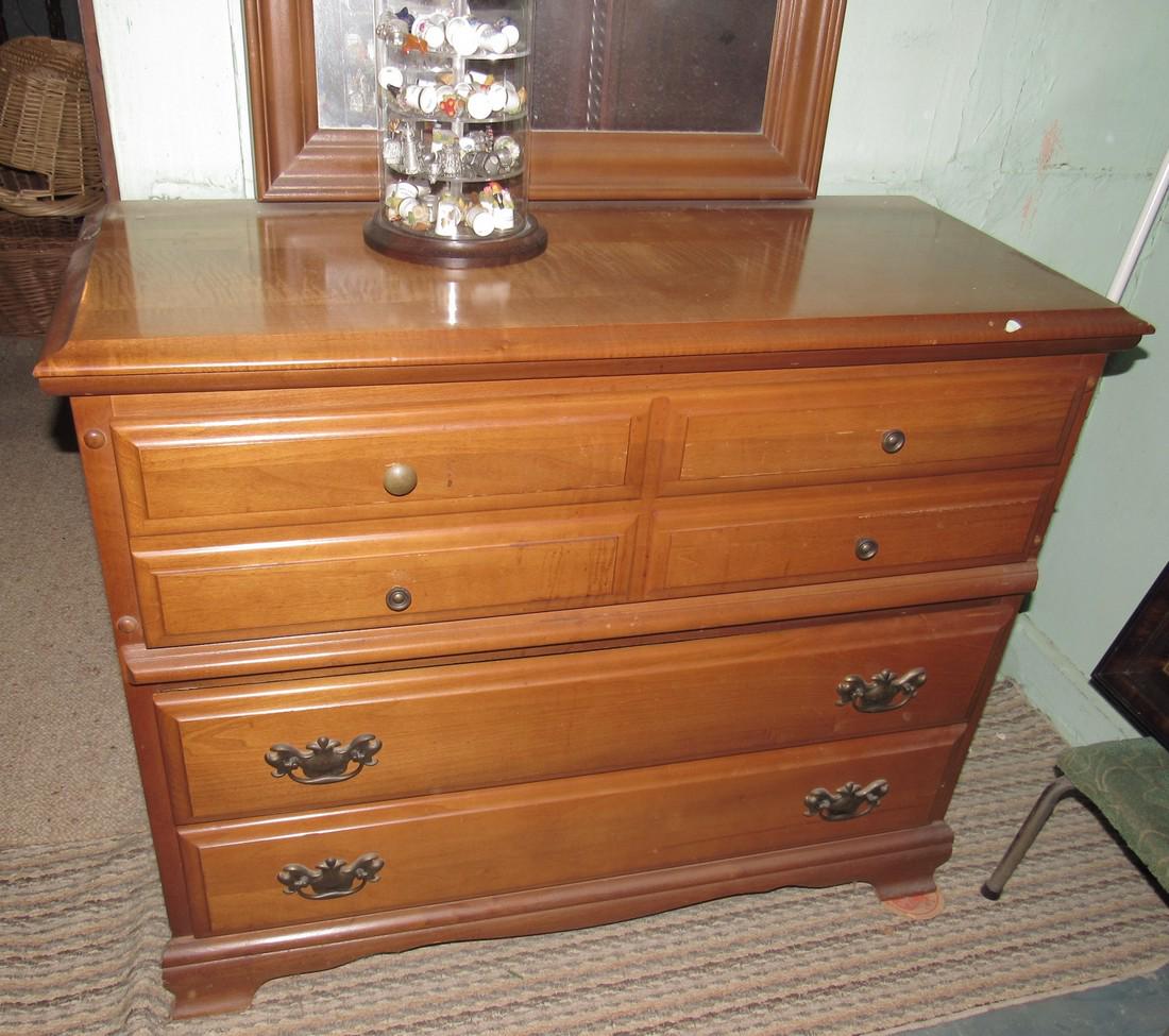 Bed Dresser and Stand: Dresser is approx 16" x 38". Bed is a twin.
