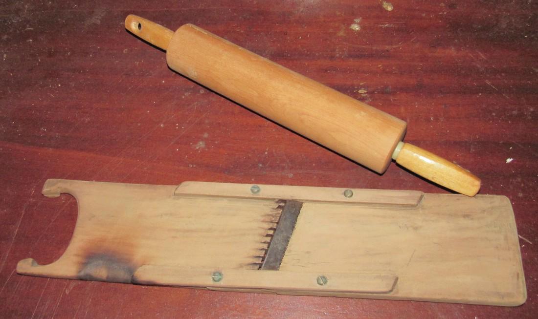 Rolling Pin & Grater: Grater is apprx 3 3/4" x 17 1/2" and has handle broken