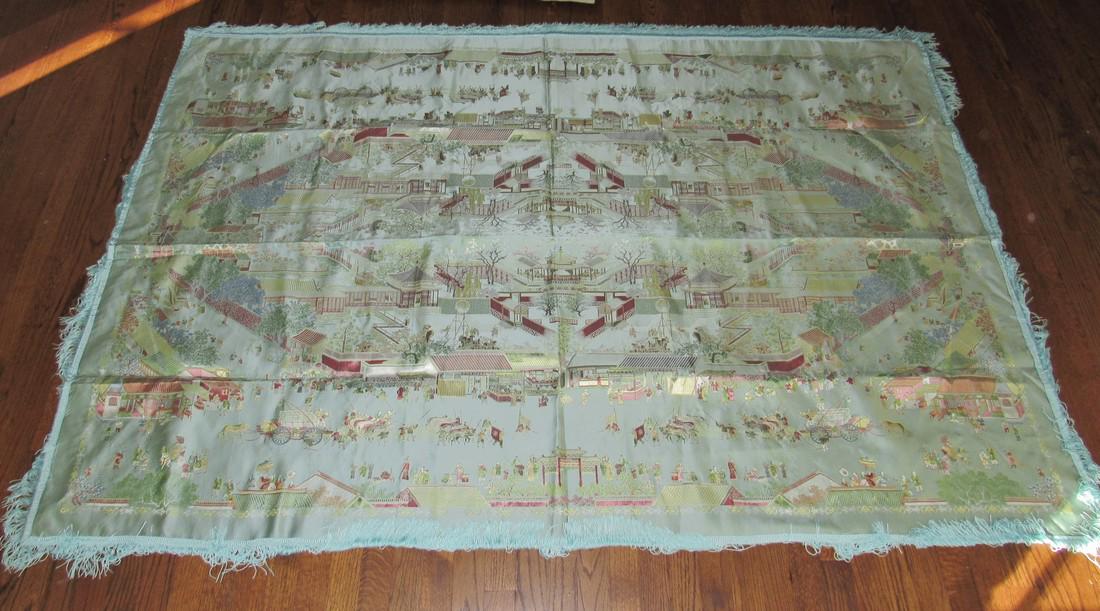 Oriental Embroidered Silk Tapestry (1 of 5)