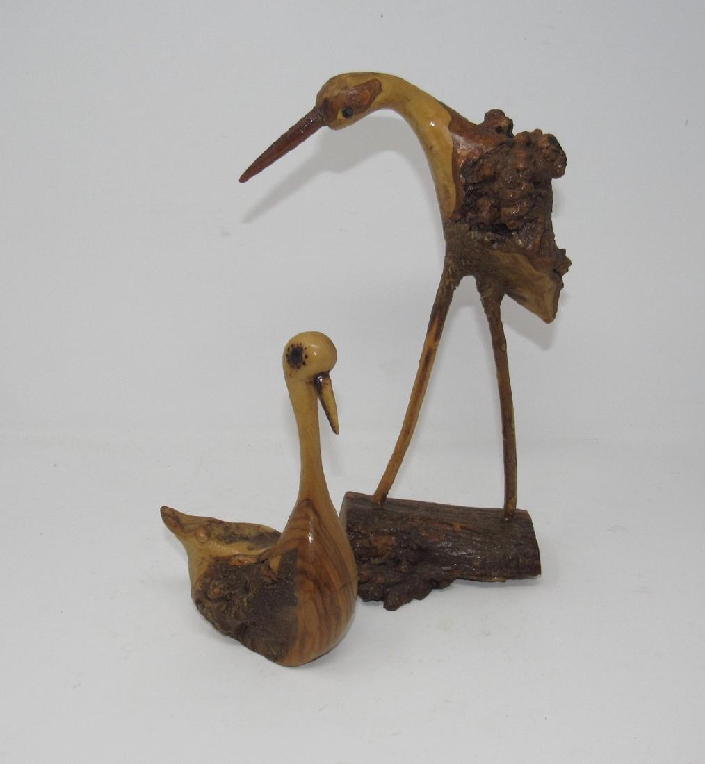 2 Wooden Carved Birds (1 of 2)