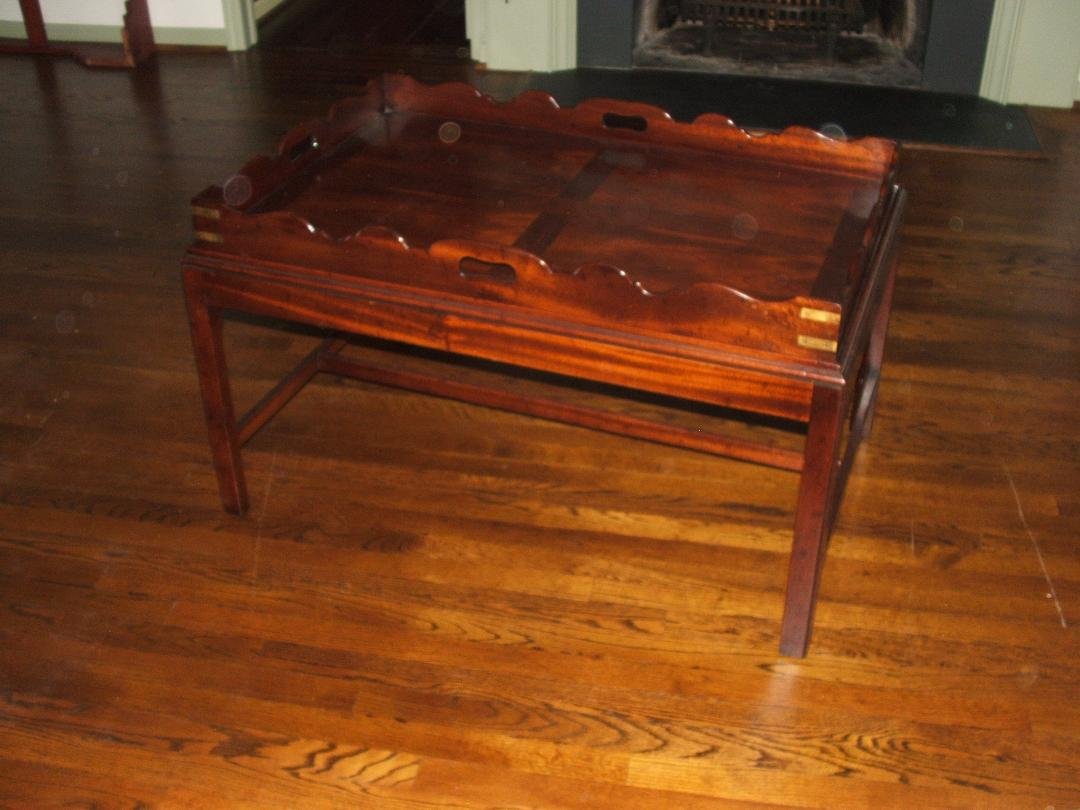 Mahogany Butlers Tray with Table: Tray is Apprx 36 3/4" x 23 5/8"