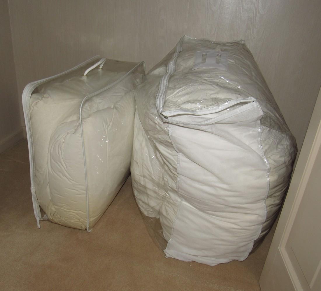 Comforters: One on left has a stain. Not sure on other one.