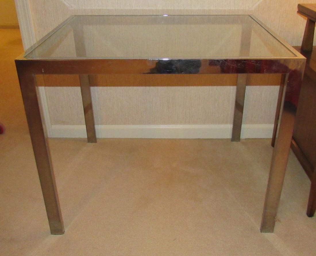 Chrome Glass Top End Table: Approx 22" x 27" x 22" tall