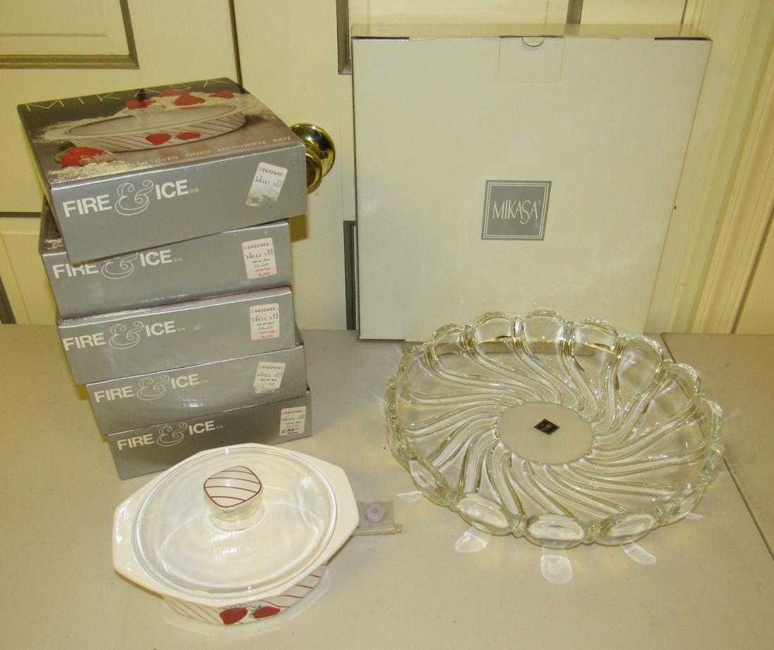 Mikasa Platter Fire and Ice 3/4 Qt Casseroles: Getting (5) 3/4 qt casseroles and 13" a platter