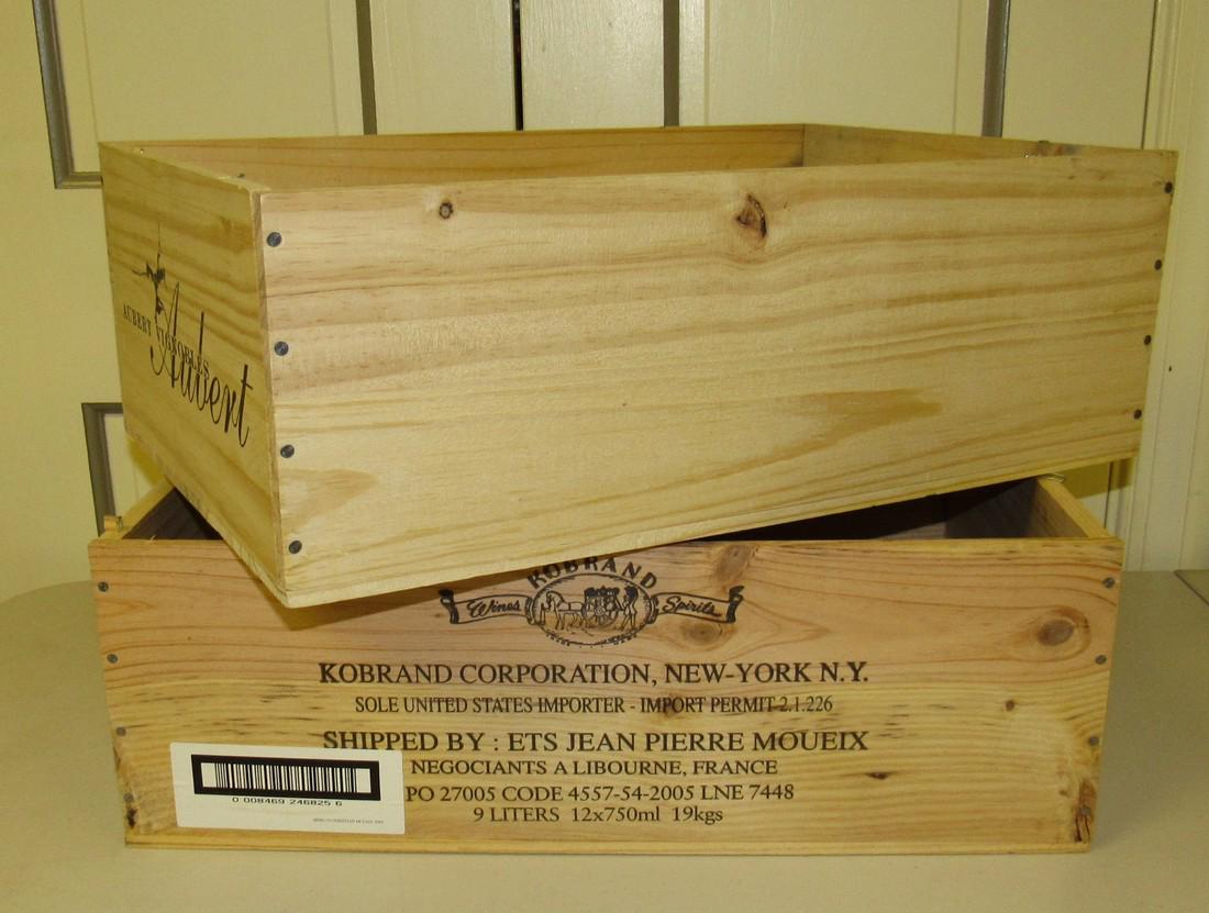 Aubert Merlot Wooden Wine Crates: Boxes are approx 13" x 20" x 6 1/2" tall