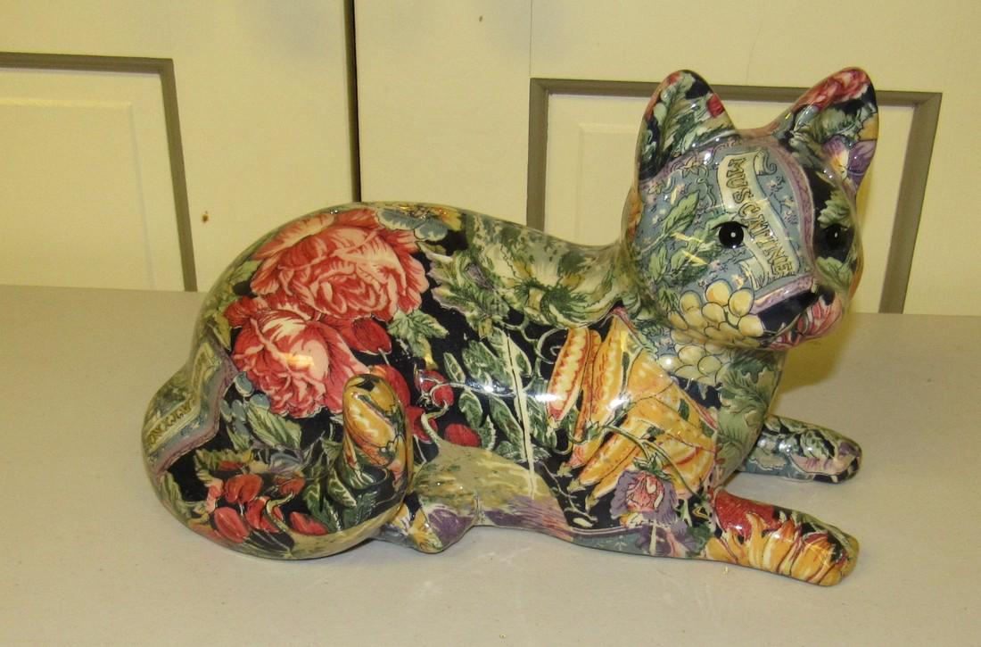Pottery Cat: Approx 13" long and 8 1/2" tall