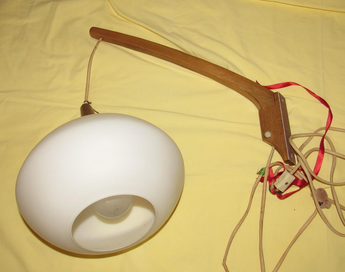 Vintage Mid Century Modern Wall Mounted Lamp: Will hang out from wall approx 15" and globe is approx 9" in diameter