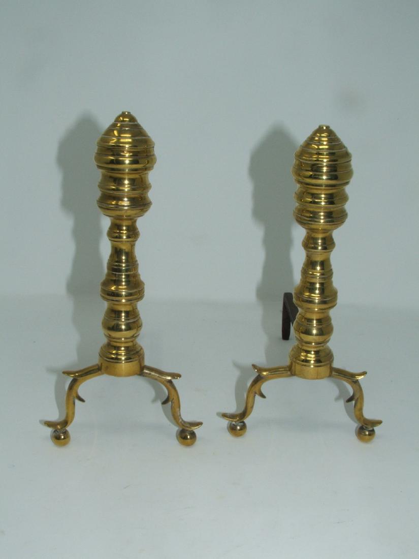 2 Miniature Brass Andirons: Approx 8 1/2" tall and 4 1/2" wide and 7 3/4" long
