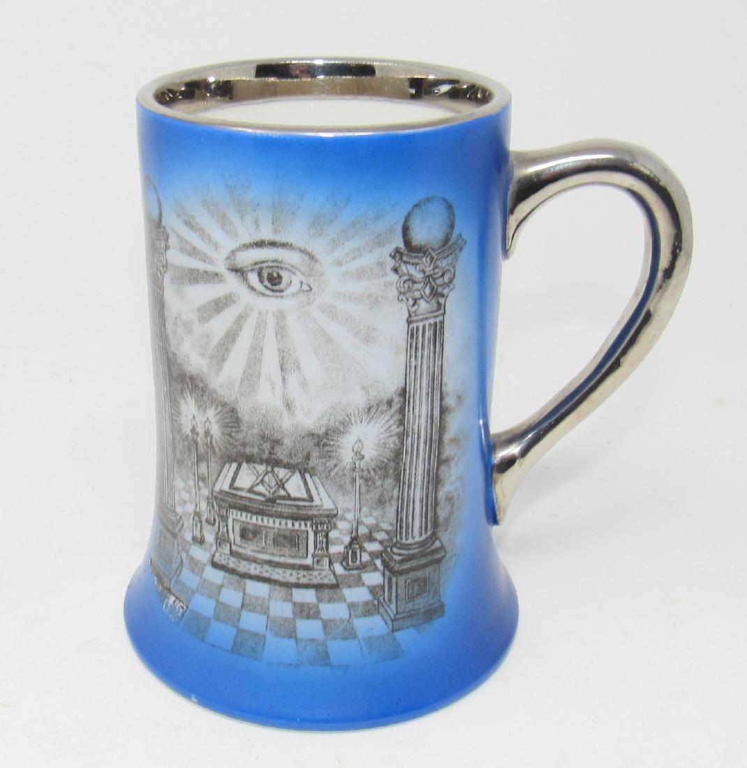 Maddock & Sons Trenton NJ Masonic Mug: Approx 5 1/4" tall. Has big crack , from top down around bottom section of handle. Has damage, sold as is