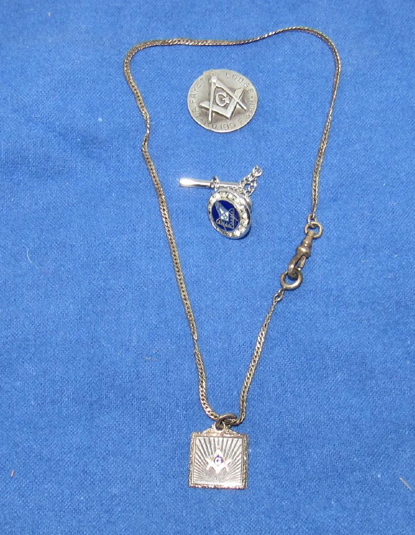 10K Gold Masonic Medal Chain Lafayette Lodge Charm: Square charm marked 10k. Chain is also possibly gold.