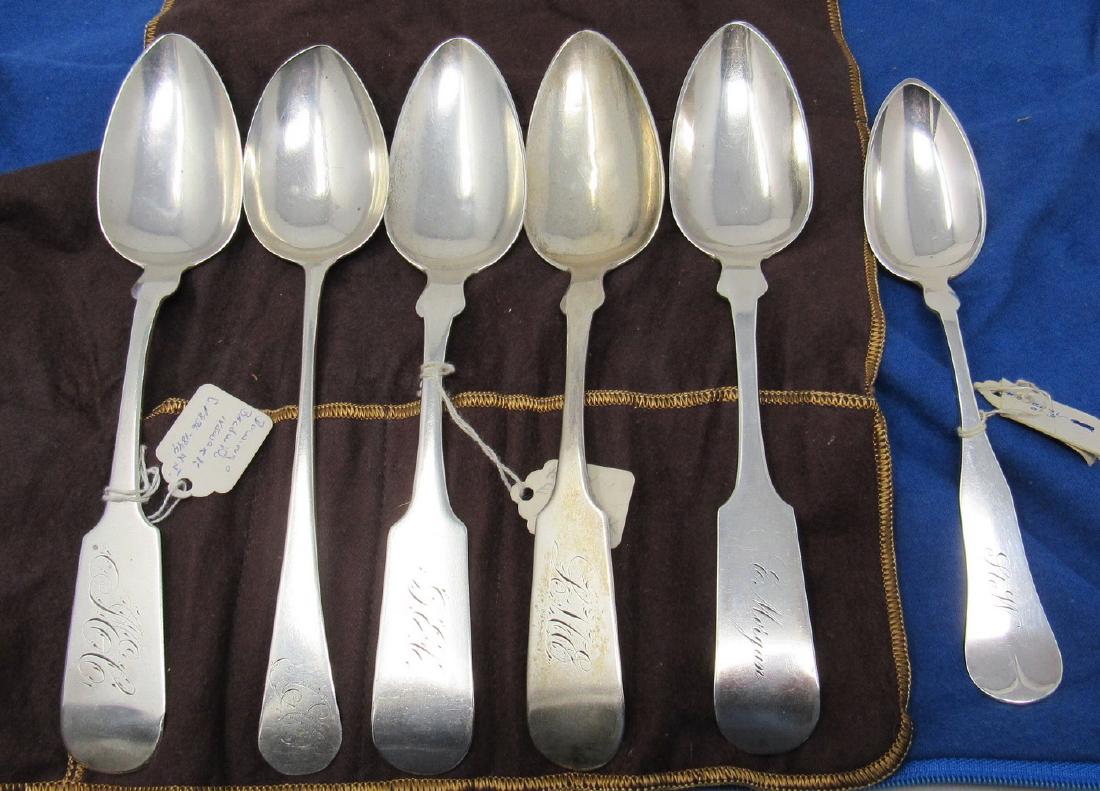 6 Coin Silver Serving Spoons Prevear Baldwin John Price: Longest is approx 8 5/8" long. All weigh approx 295 grams