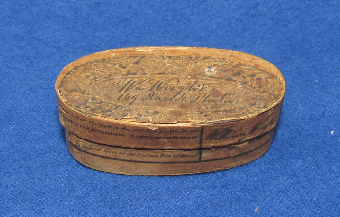 Wm Wright Philadelphia Indian Vegetable Pills Box: Approx 1" z 2" x 3/4" tall. One end is very slightly pushed in.