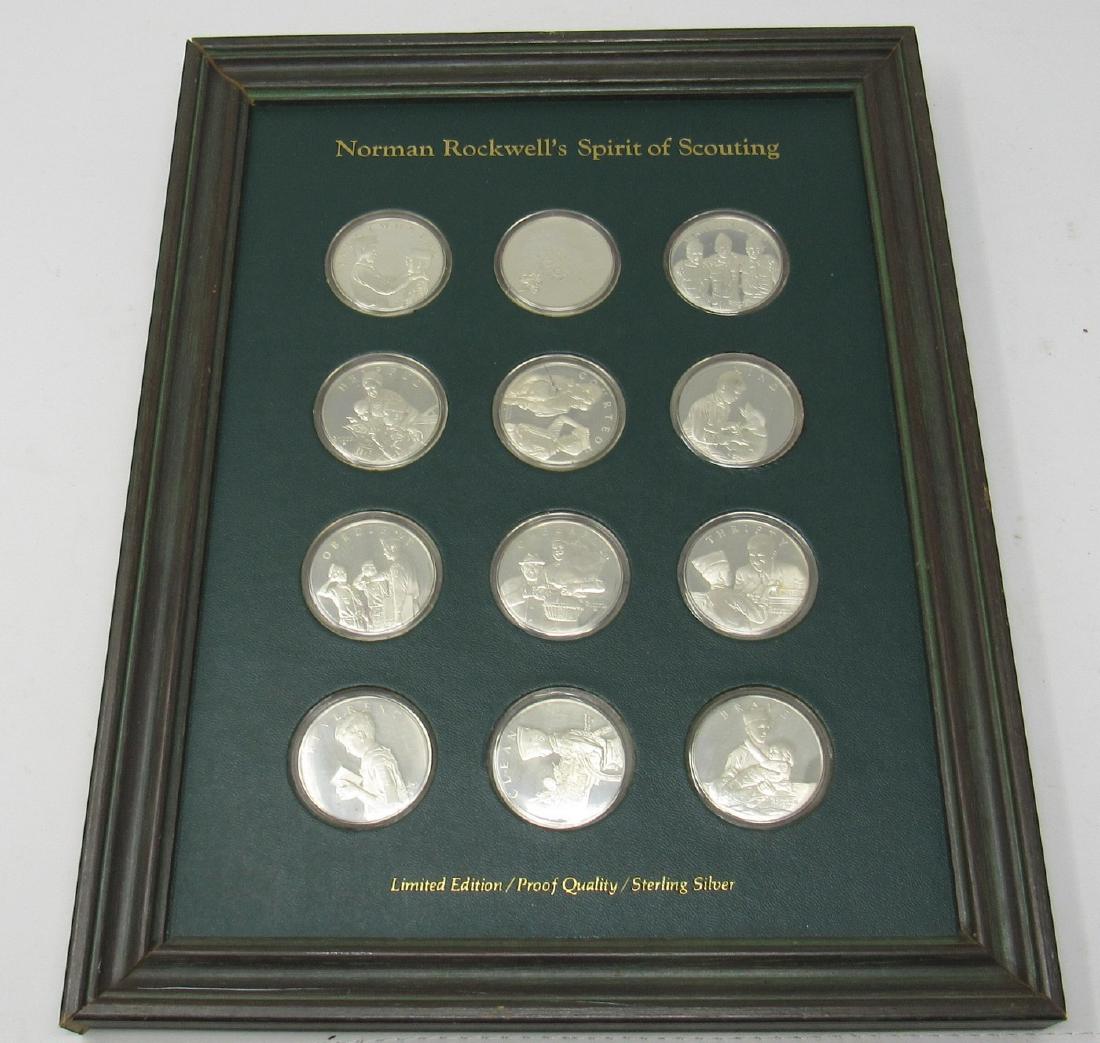 12 Norman Rockwell's Sterling Silver Medals: Spirit of Scouting Proof Quality