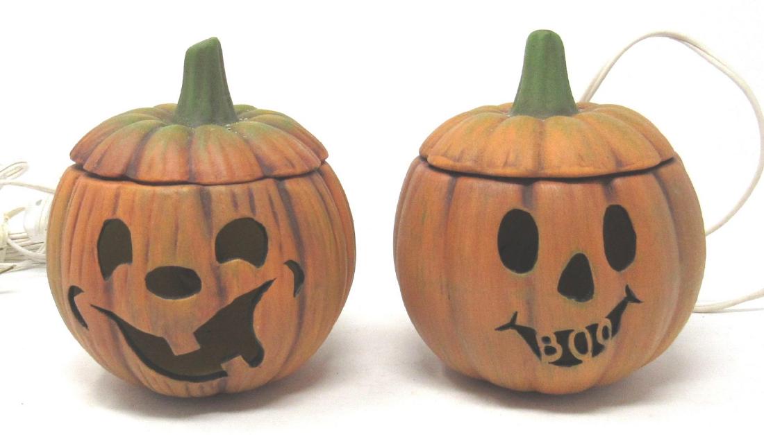 2 Lighted Ceramic Pumpkins (1 of 1)