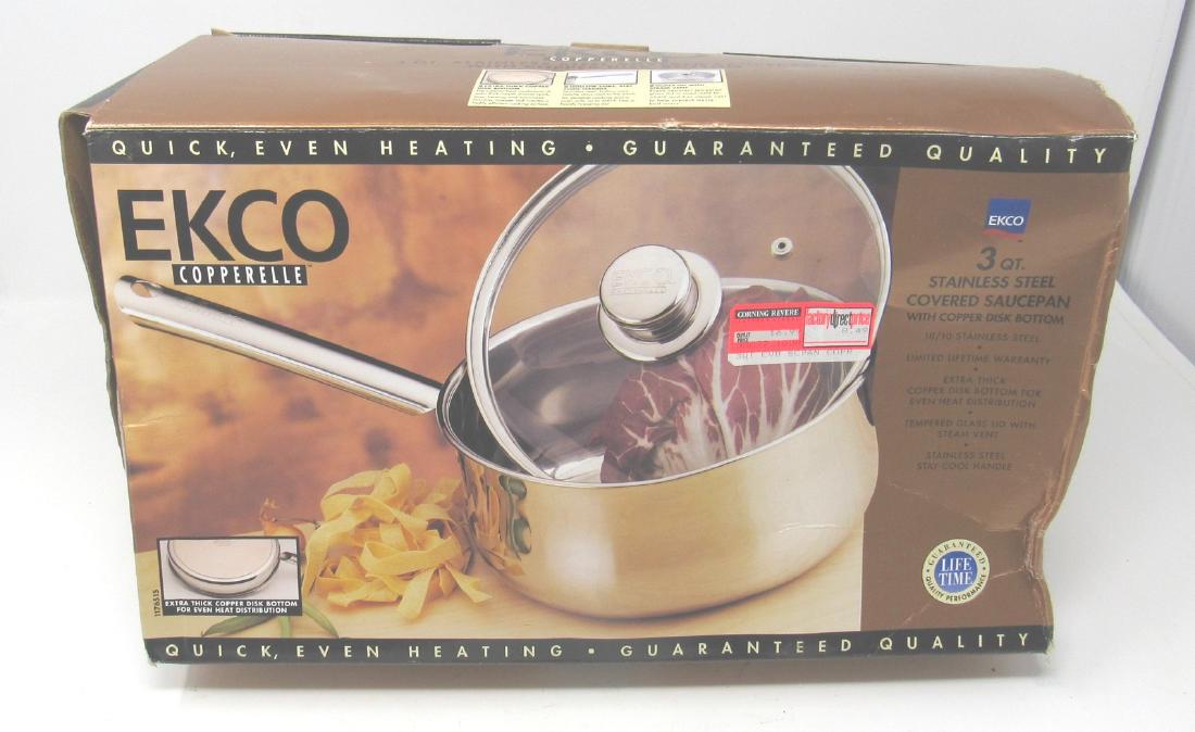 Ekco Copperelle 3 Qt. Covered Saucepan New: Never used. Box is dirty and damaged from storage