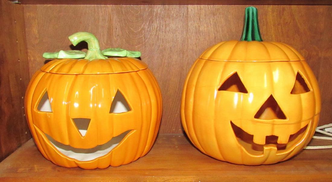 2 Ceramic Jack O Lantern Pumpkins Halloween DÃ©cor (1 of 1)