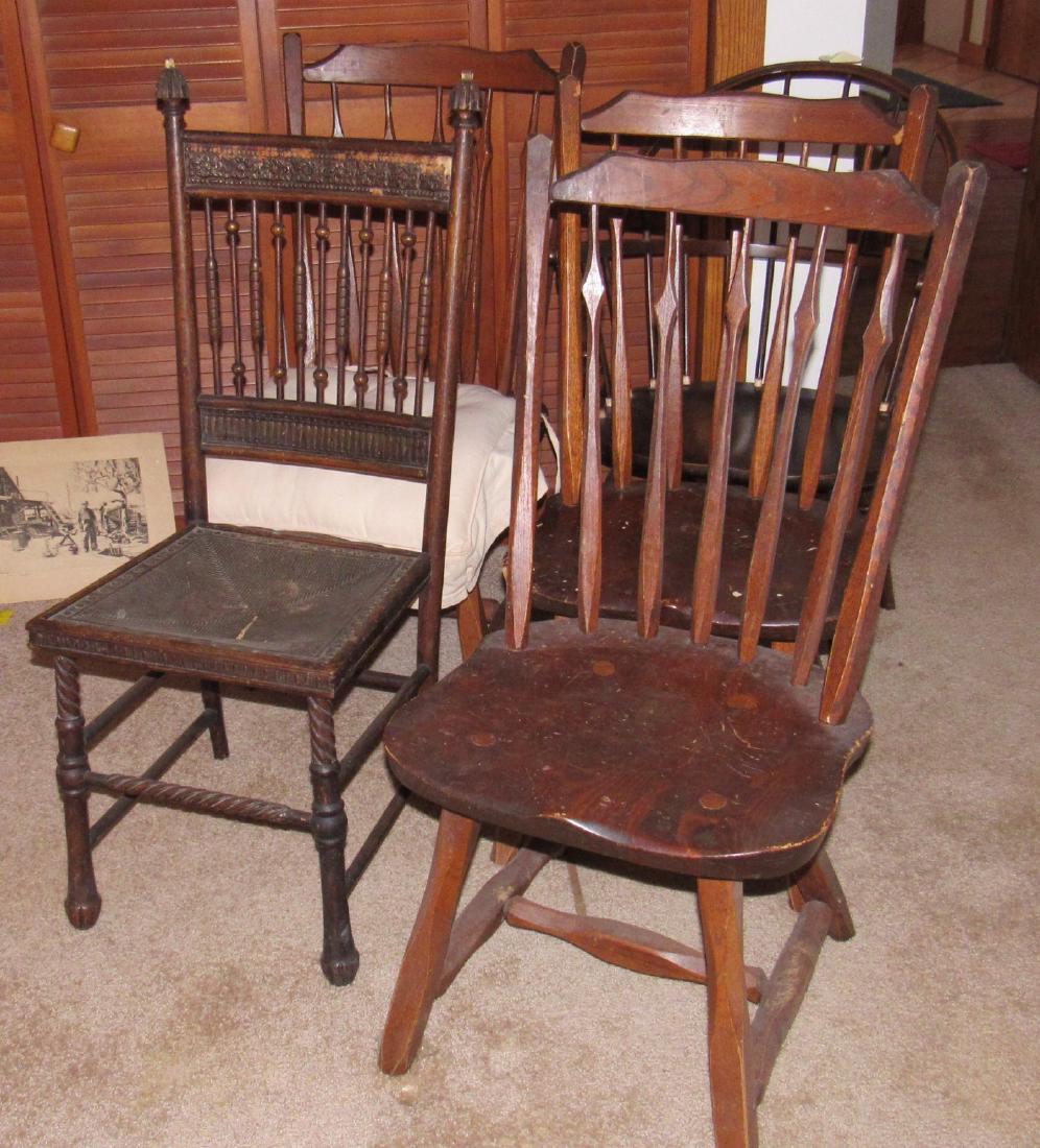 Hunt Arrowback Chairs and Windsor: Getting all pictured. One Hunt chair is chewed. Windsor chair needs repair