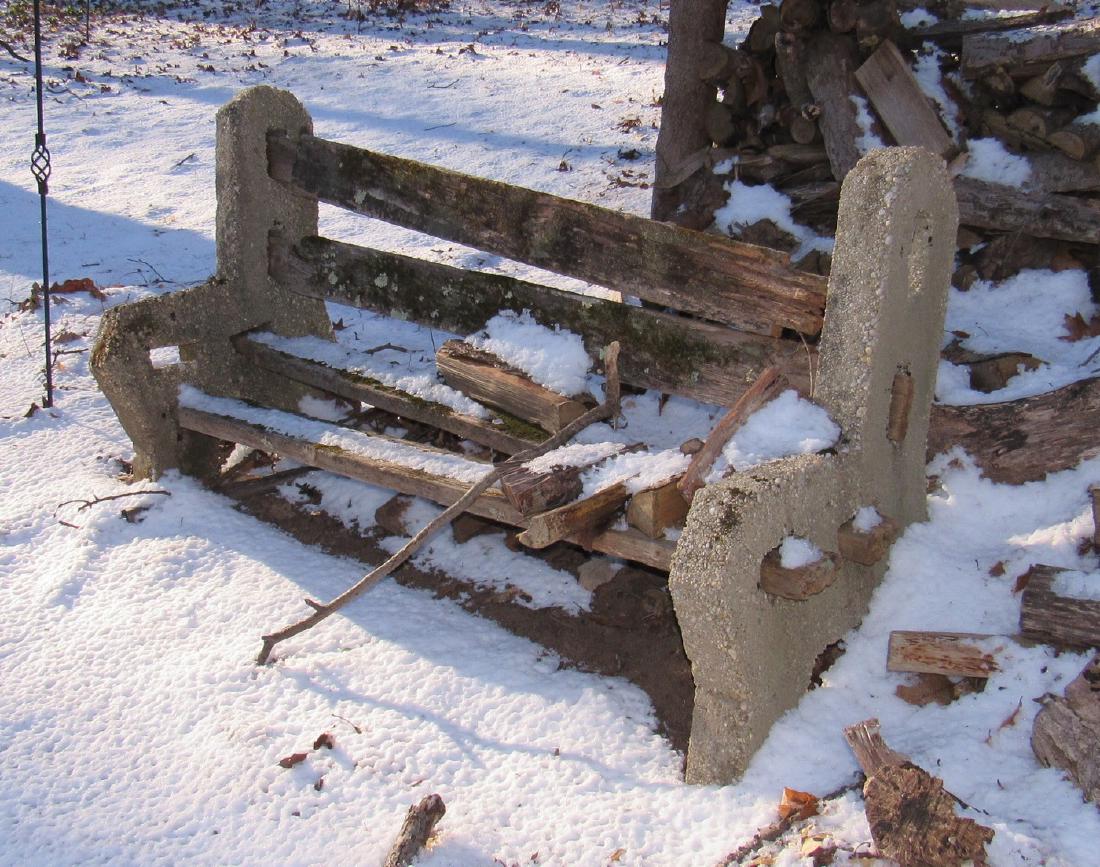 Concrete Bench Sides and Wicker (1 of 3)