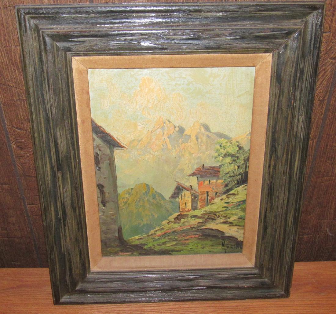 Oil on Canvas Country House Scene by Moretti: Approx. 20" x 24"
