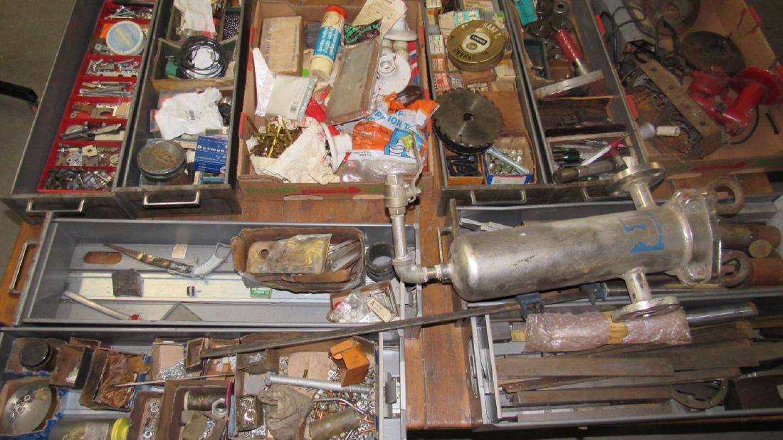 Misc Table Contents Scrap Iron: Lot includes everything on top of table. Must take all