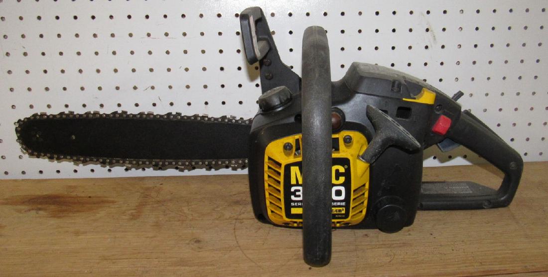Mac 3200 Chainsaw w/ 13" Bar: Primer bulb is dry rotted. Has good compression. Pulled it 5 times and did not start. Sold as is as pictured