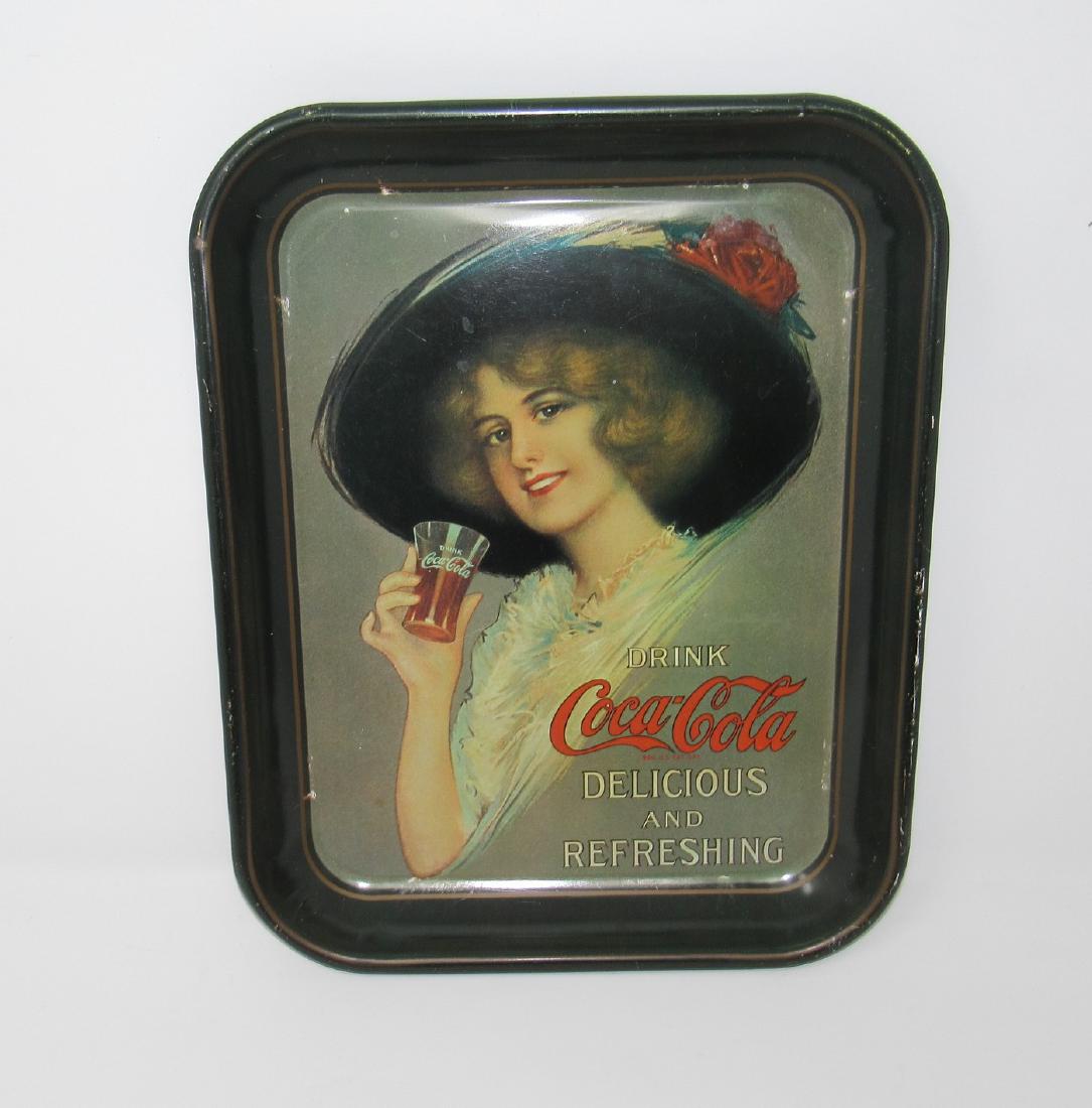 Vintage Coca Cola Tray: Approx 10 3/4" x 13 1/4". Has some paint loss and scratches