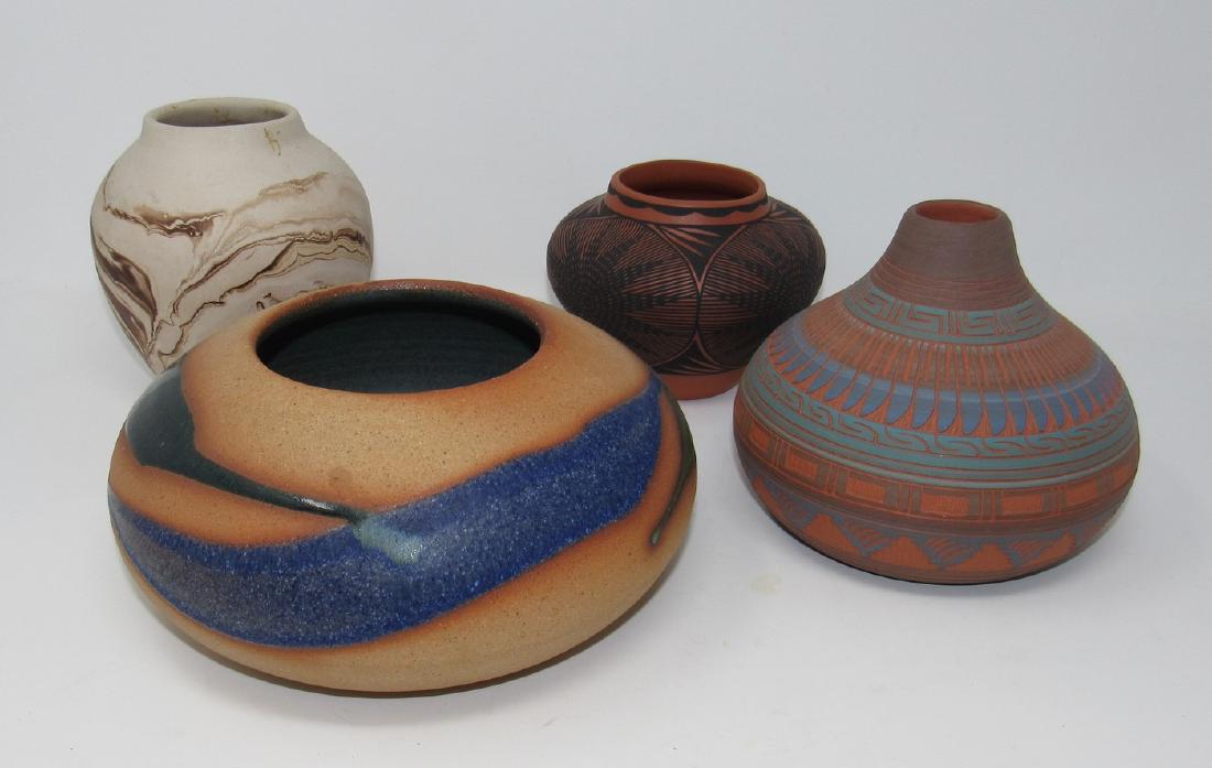 Indian Pottery KV Acoma JB Navajo: Largest in diameter is approx 3 1/2" tall and 7 1/2" in diameter. No damage