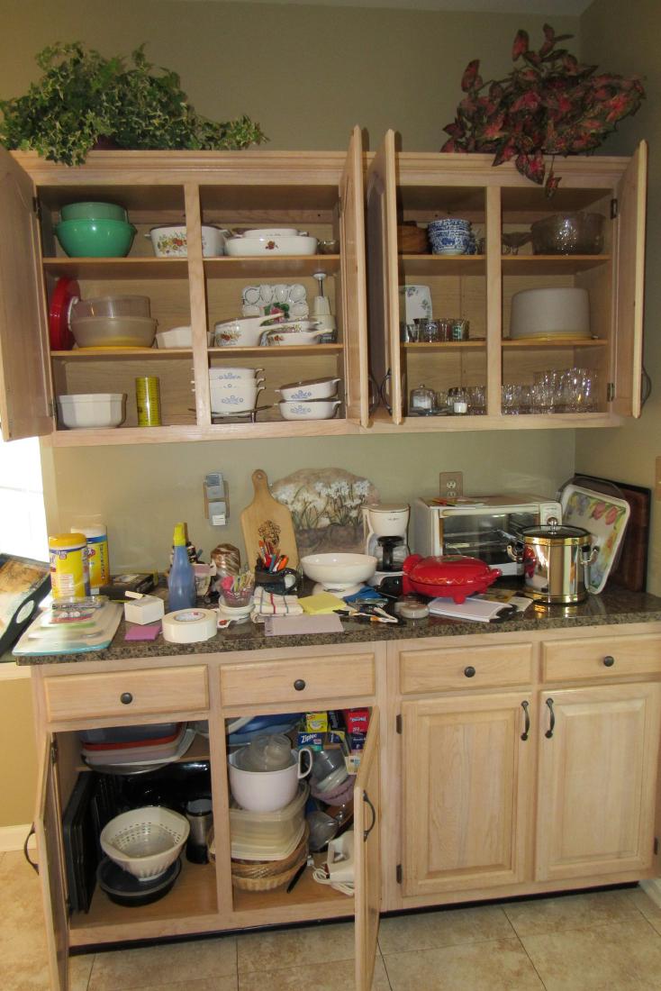 Kitchen Appliances Scale Corning Ware: Getting all pictured in cabinets and on counter, on left side of kitchen