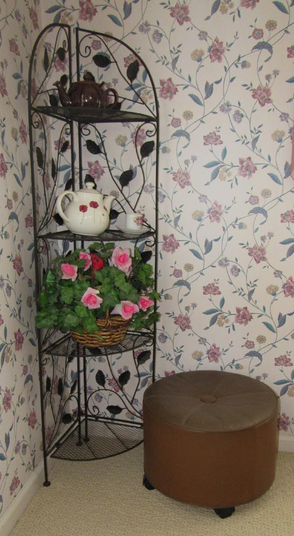 Corner Shelf Teapots Hassack: Shelf is approx 16 1/2" wide and 60" tall. Take what you want and leave the rest
